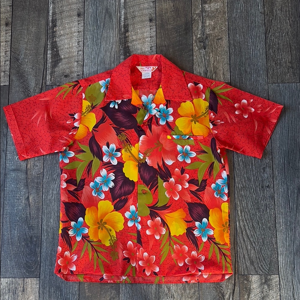 Vintage Sears Hawaiian Shirt, 1960/1970 floral Design with Dragger collar